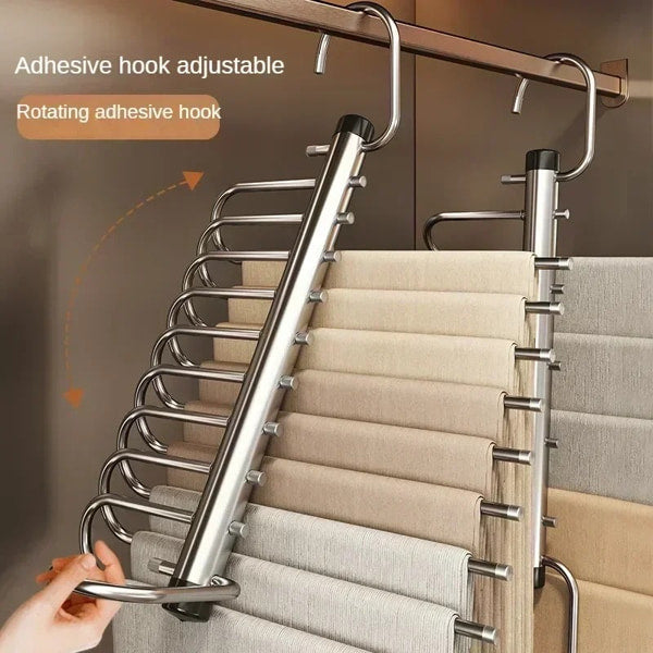 Vertical stainless steel pants organizer for closet