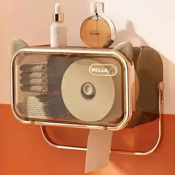 Cat Toilet Paper Rack Toilet Paper Holders Brown Wall-Mounted Cartoon Cat Toilet Paper Rack · Dondepiso