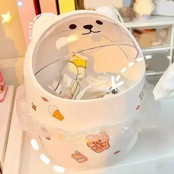 Cartoon Paper Bin Trash Cans & Wastebaskets White Cartoon paper bin with lid for girl's bedroom – Dondepiso