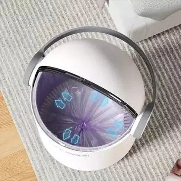 Round Garbage Bin Trash Cans & Wastebaskets White Gorgeous round trash can with automatic bagging – Dondepiso