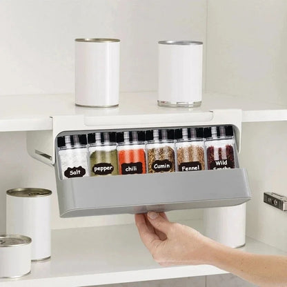 Plastic spice bottle storage drawer for kitchen accessories