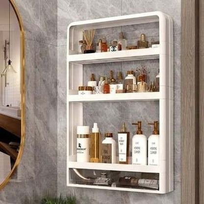 bathroom wall mounted shelf multifunctional toiletry storage rack kitchen seasoning bottle storage rack cosmetic organizer. type: bathroom accessory mounts.