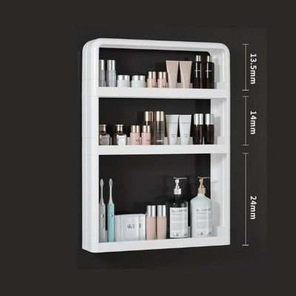 bathroom wall mounted shelf multifunctional toiletry storage rack kitchen seasoning bottle storage rack cosmetic organizer. type: bathroom accessory mounts.