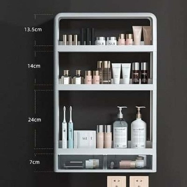 bathroom wall mounted shelf multifunctional toiletry storage rack kitchen seasoning bottle storage rack cosmetic organizer. type: bathroom accessory mounts.