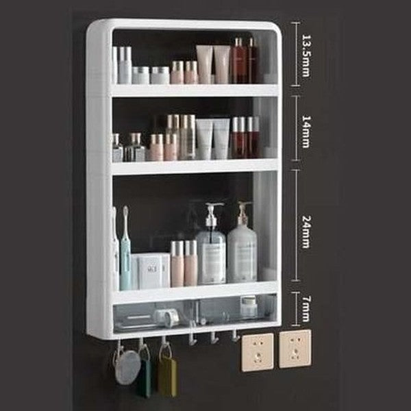 bathroom wall mounted shelf multifunctional toiletry storage rack kitchen seasoning bottle storage rack cosmetic organizer. type: bathroom accessory mounts.
