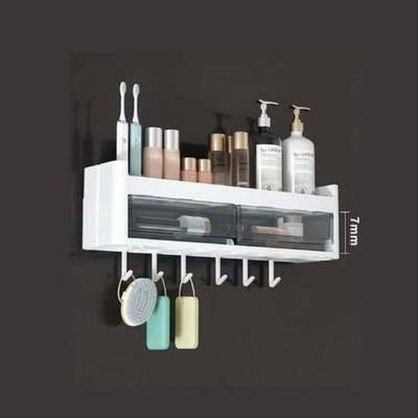 bathroom wall mounted shelf multifunctional toiletry storage rack kitchen seasoning bottle storage rack cosmetic organizer. type: bathroom accessory mounts.