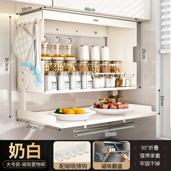 Kitchen Spice Storage Cabinet with Magnetic Flip Open Door Design