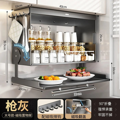 Premium Wall Mounted Kitchen Cabinet Organizer with Metal Storage Rack