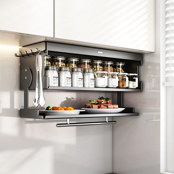 Carbon Steel Wall Mounted Spice Organizer for Modern Kitchen Storage