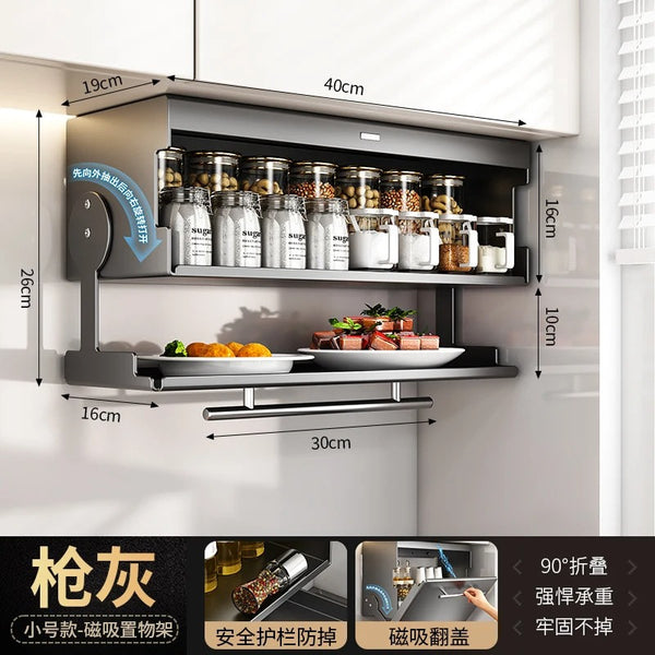 Kitchen Wall Storage Rack for Spices Jars Cups and Cooking Essentials