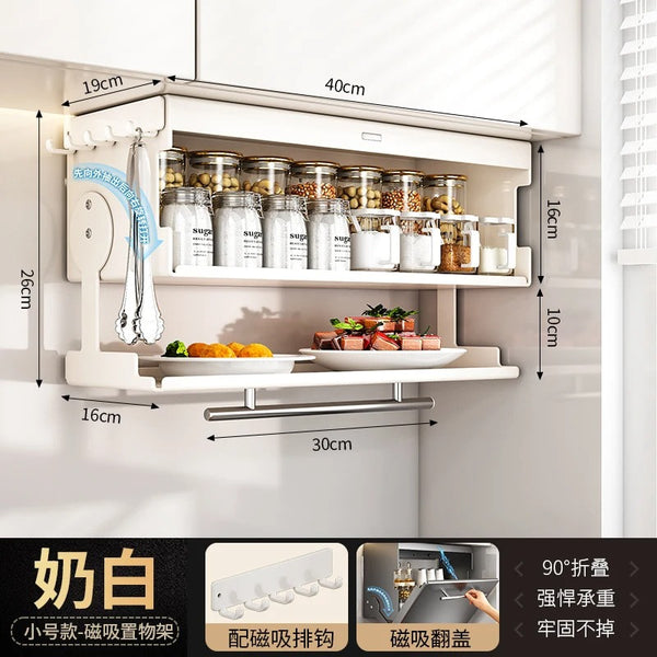 Wall Mounted Kitchen Organizer Shelf with Double Layer Spice Storage