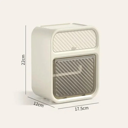 Waterproof bathroom tissue box with hidden storage drawer