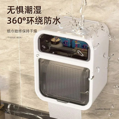 Modern bathroom paper holder with transparent cover