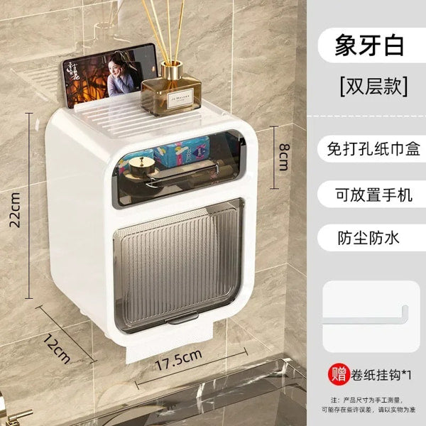 Large capacity wall mounted tissue organizer for bathroom