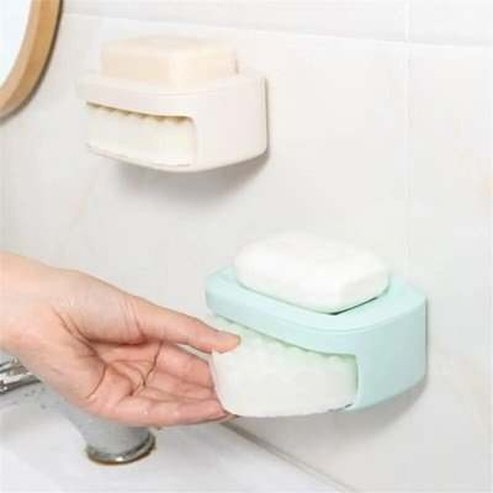 Wall-Mounted Dual-Use Sponge Soap Storage Dish