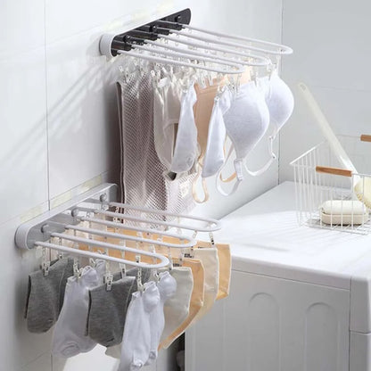 Stainless steel folding drying rack with laundry clips