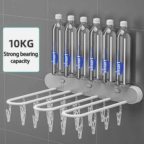 Balcony folding laundry rack with multiple clips