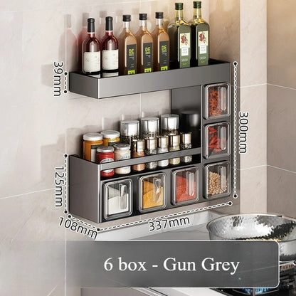 wall mounted spice holder for jars and bottles