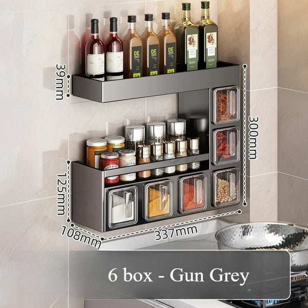 wall mounted spice holder for jars and bottles