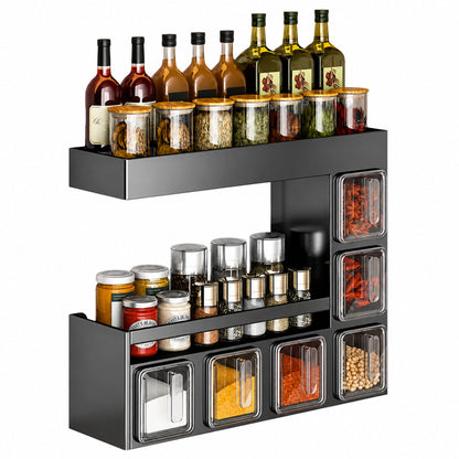 wall mounted kitchen seasoning rack organizer