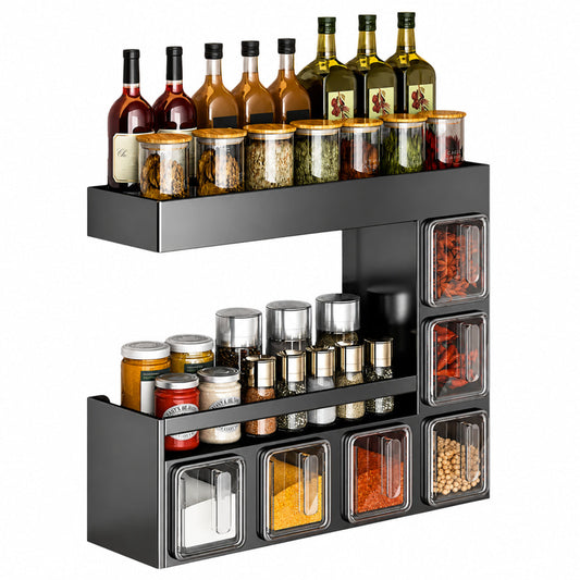 Wall Mounted Kitchen Seasoning Rack – Multifunctional Space-Saving Storage Organizer
