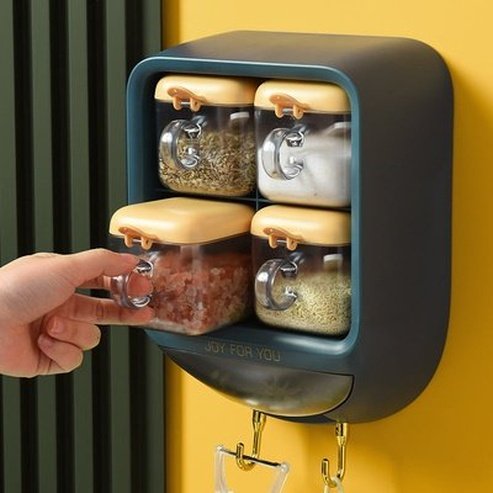 Wall-mounted Seasoning Box Salt Pepper Spice Rack Jar Sugar Bowl For Kitchen Gadget Device Sets Spice Box Organizer. Kitchen Organizers. Type: Spice Organizers.