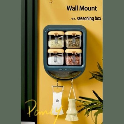 Wall-mounted Seasoning Box Salt Pepper Spice Rack Jar Sugar Bowl For Kitchen Gadget Device Sets Spice Box Organizer. Kitchen Organizers. Type: Spice Organizers.