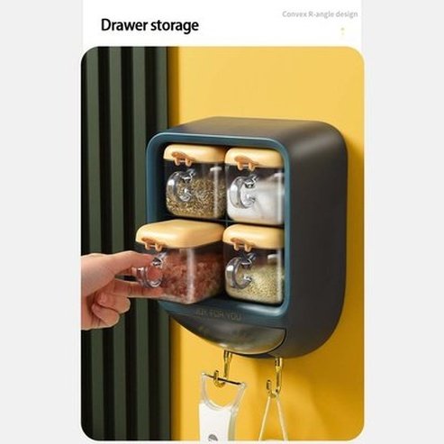 Wall-mounted Seasoning Box Salt Pepper Spice Rack Jar Sugar Bowl For Kitchen Gadget Device Sets Spice Box Organizer. Kitchen Organizers. Type: Spice Organizers.