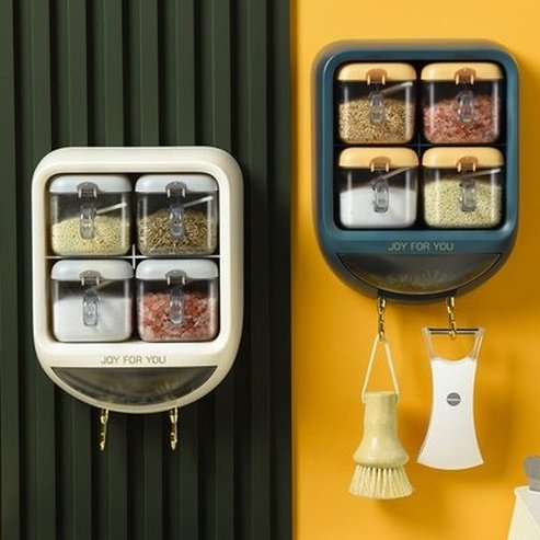Wall-mounted Seasoning Box Salt Pepper Spice Rack Jar Sugar Bowl For Kitchen Gadget Device Sets Spice Box Organizer. Kitchen Organizers. Type: Spice Organizers.
