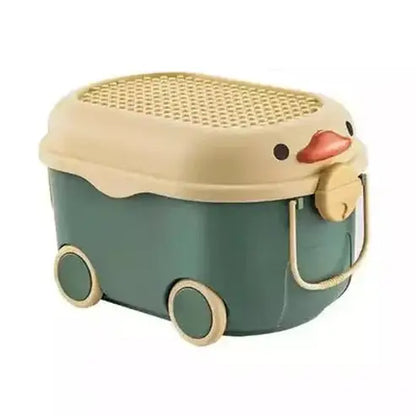 Cartoon Toys Storage Container with Wheels and Lid