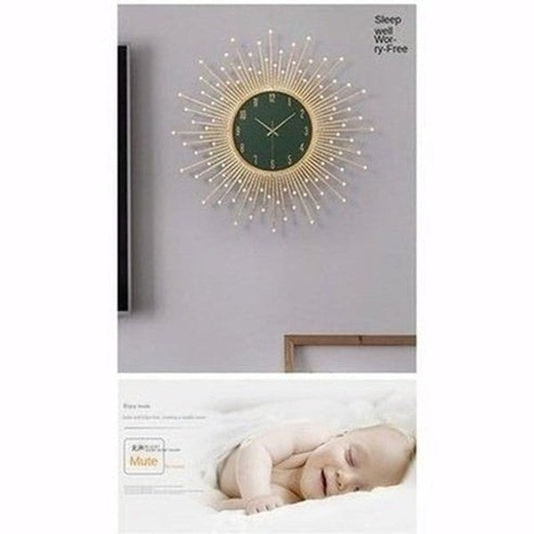 Decor Wall Clock Wall Clocks Gold Decorative Golden Luxury Sun Wall Clock · Dondepiso