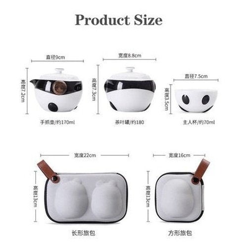 Ceramic Panda Teapot With 2 Cups Tea Sets A Travel Office Portable Chinese Tea Set Mini Carry Bag Teacup With Filter Fine Gift. Tableware: Coffee & Tea Sets.