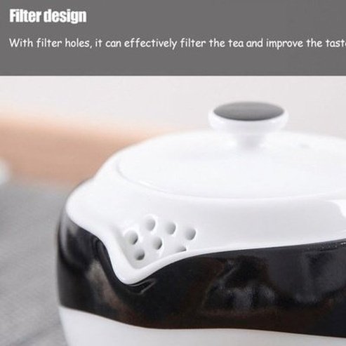 Ceramic Panda Tea Set With 2 Cups And Anti-Fall Cover A Travel Office Portable Chinese Tea Set Mini Carry Bag Teacup With Filter Fine Gift. Type: Coffee & Tea Sets.