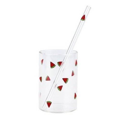 2pc Cute Printing Straws Glass Cup Fruit Pattern Transparent Milk Water Cup Heat Resistant Coffee Tea. Drinkware: Coffee & Tea Cups. Shop anywhere you go online.