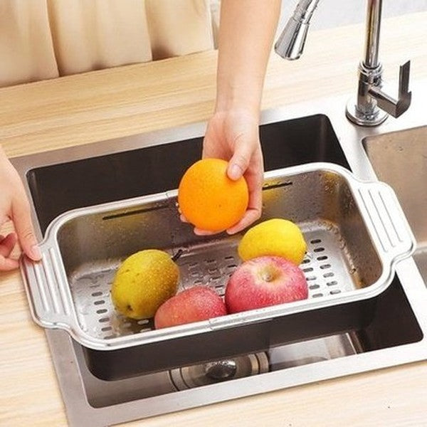 Retractable Drainage Rack Dish Drainer Expandable Stainless Steel Dish Drying Rack Portable Sink Organizer. Kitchen Tools & Utensils: Colanders & Strainers.