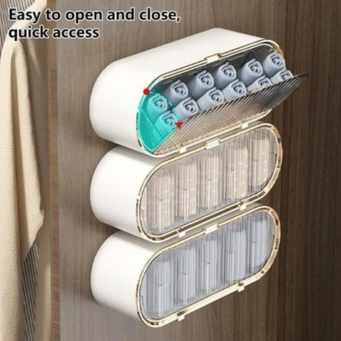 Underwear Storage Box Wall Mount Multi-grids Movable Baffle Large Capacity Dustproof Plastic Socks Briefs Bras Panties Holder. Type: Household Storage Containers.