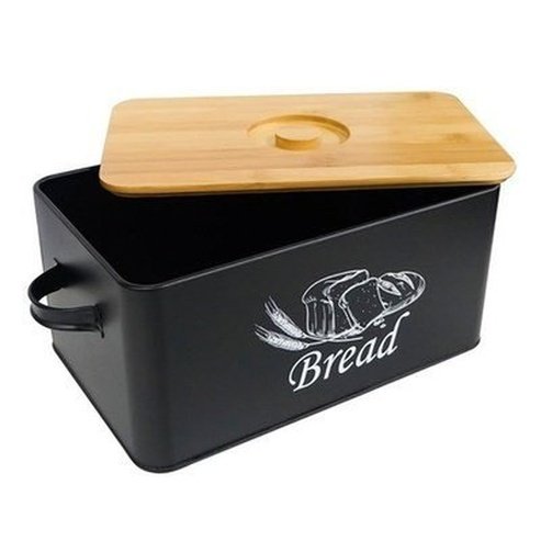 Large Capacity Metal Bread Bin Box Kitchen Food Storage Containers Outdoor Picnic Snack Storage Box with Handle and Bamboo Lid. Type: Food Storage Containers.