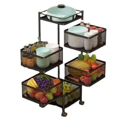 Experience 360° Rotation with Lock for Easy Movement with this Carbon Steel Rotating Storage Rack. Kitchen Organizers: Type: Kitchen Utensil Holders & Racks.