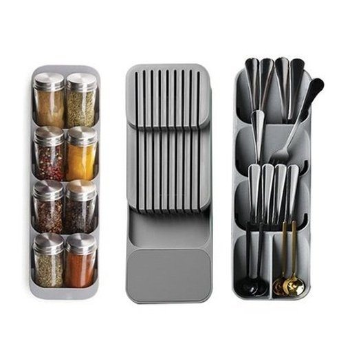 Cutlery Drawer Organizer Tray Holder Knife Spoon Forks Tableware Organizer Spice Bottle Container Knives Block Shelf. Kitchen Organizers: Knife Blocks & Holders.