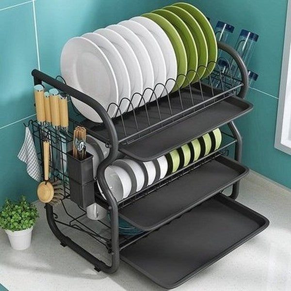 3 Tier Chrome-Plated Steel Dish Drainer Rack