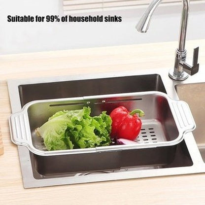 Retractable Drainage Rack Dish Drainer Expandable Stainless Steel Dish Drying Rack Portable Sink Organizer. Kitchen Tools & Utensils: Colanders & Strainers.