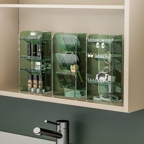 Cosmetic Storage Organizer Box Lipstick Holder Jewelry Organizer Clear Makeup Brush Shelf Desktop Dressing Table. Storage & Organization: Household Storage Containers.