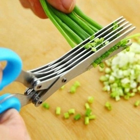 Multifunctional Stainless Steel Multi-layer Kitchen Scissors Knives Scallion Slicer Cutter Herb Spice Cut Kitchen Tool. Kitchen Tools & Utensils: Kitchen Slicers.