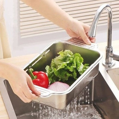 Retractable Drainage Rack Dish Drainer Expandable Stainless Steel Dish Drying Rack Portable Sink Organizer. Kitchen Tools & Utensils: Colanders & Strainers.
