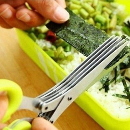 Multifunctional Stainless Steel Multi-layer Kitchen Scissors Knives Scallion Slicer Cutter Herb Spice Cut Kitchen Tool. Kitchen Tools & Utensils: Kitchen Slicers.