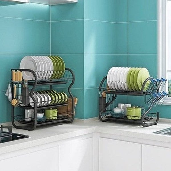 3 Tier Chrome-Plated Steel Dish Drainer Rack