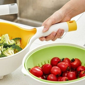 Double Layer Swivel Drain Basket With Handle Vegetable Fruit Washing Basket Kitchen Organizer. Kitchen Tools & Utensils. Product Type: Colanders & Strainers.