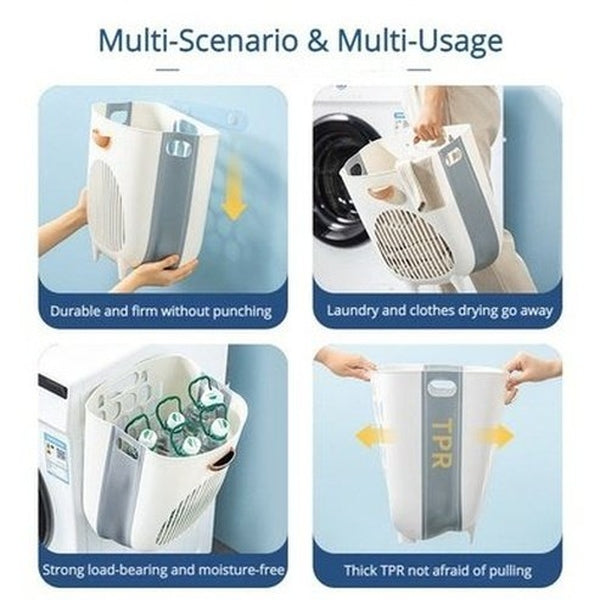 Bathroom Foldable Laundry Hamper Wall Mounted Dirty Clothes Storage Basket Home Dirty Clothes Bag Laundry Bathroom Organizer. Laundry Supplies: Laundry Baskets.