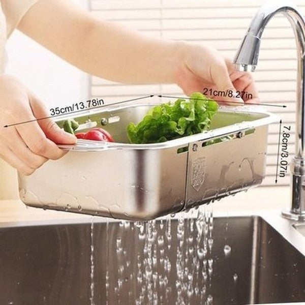 Retractable Drainage Rack Dish Drainer Expandable Stainless Steel Dish Drying Rack Portable Sink Organizer. Kitchen Tools & Utensils: Colanders & Strainers.