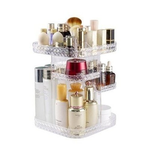 Rotating Transparent Cosmetic Storage Box Acrylic Dressing Lipstick Skin Care Brush Shelf Organizer For Cosmetics. Storage & Organization: Household Storage Containers.